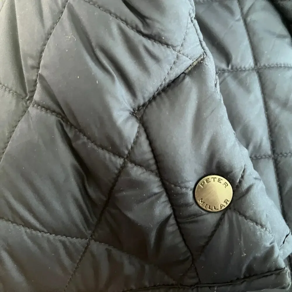 Peter Millar Suffolk Quilted Travel Coat XXL Navy Suede Trim Quiet Luxury